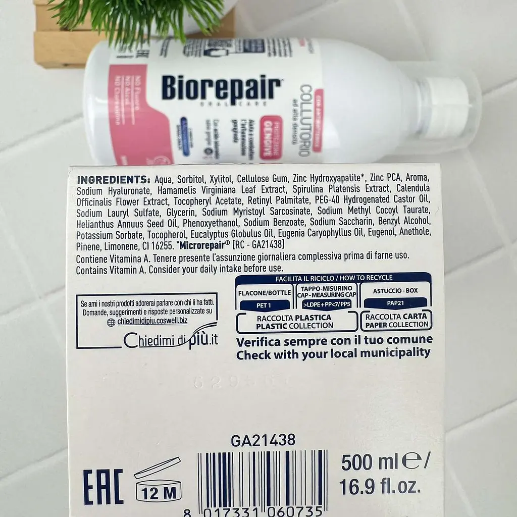 Ополіскувач для ротової порожнини Biorepair Gum Protection для ясен та емалі з гідроксиапатитом і гіалуроновою кислотою 500 мл - фото 2