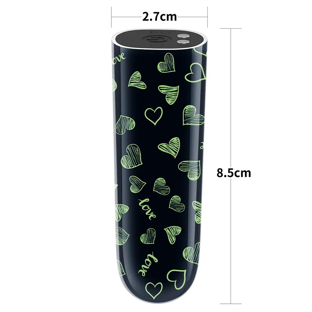 Вібратор для клітора Lovetoy Heart Massager Glow In The Dark 8.5 см чорний - фото 4