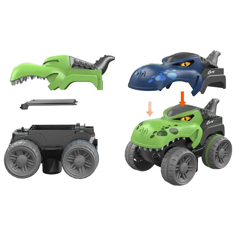 Интерактивный трек с инерционной машинкой SHT 5510-7 Dino Trak (92pcs/1CAR) Green Epik - фото 3