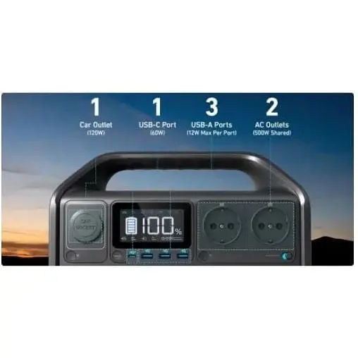 Портативна зарядна станція Anker 535 PowerHouse Portable Power Station 500W/512Wh 60041-ska - фото 6