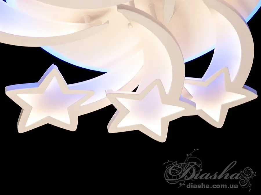 LED люстра Diasha 8163/6+3WH LED 3color 150W це сучасний стельовий світильник для дитячої кімнати у формі зірок. - фото 3