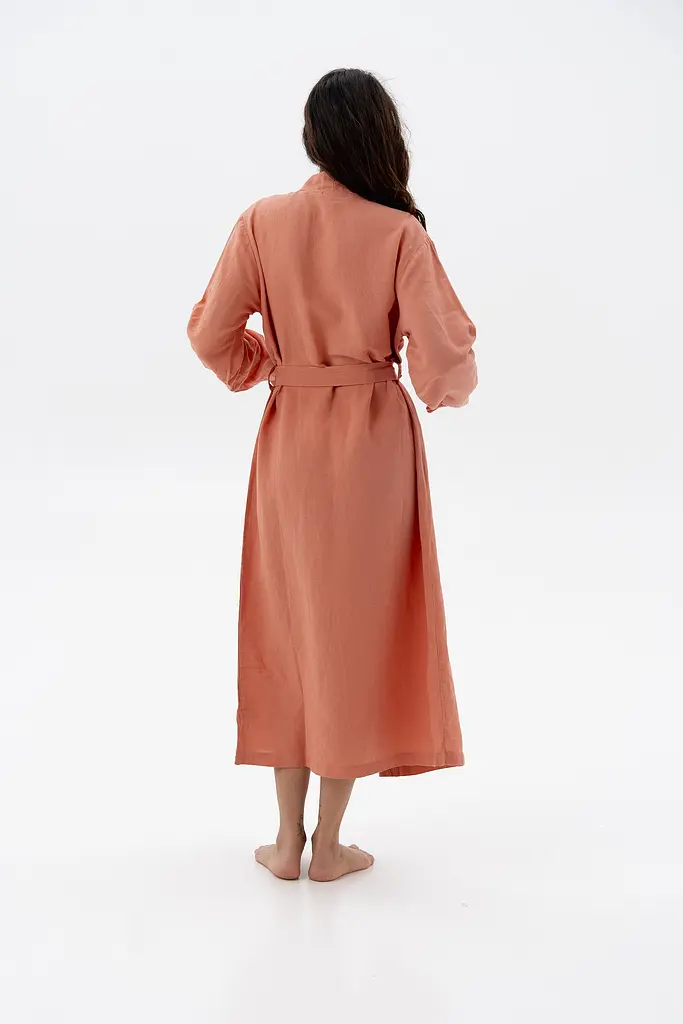 Халат-кимоно со льна Lotus Home - Madrida лососевый S/M - фото 4