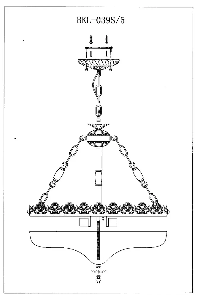 Люстра подвесная Brille классическая E27 60W PB (BKL-039S/5) - фото 5