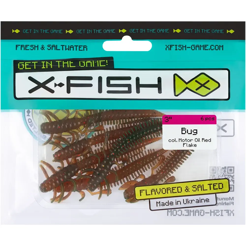Силікон X-Fish Bug 3" Motor Oil Red Flake (6шт/уп) - фото 2