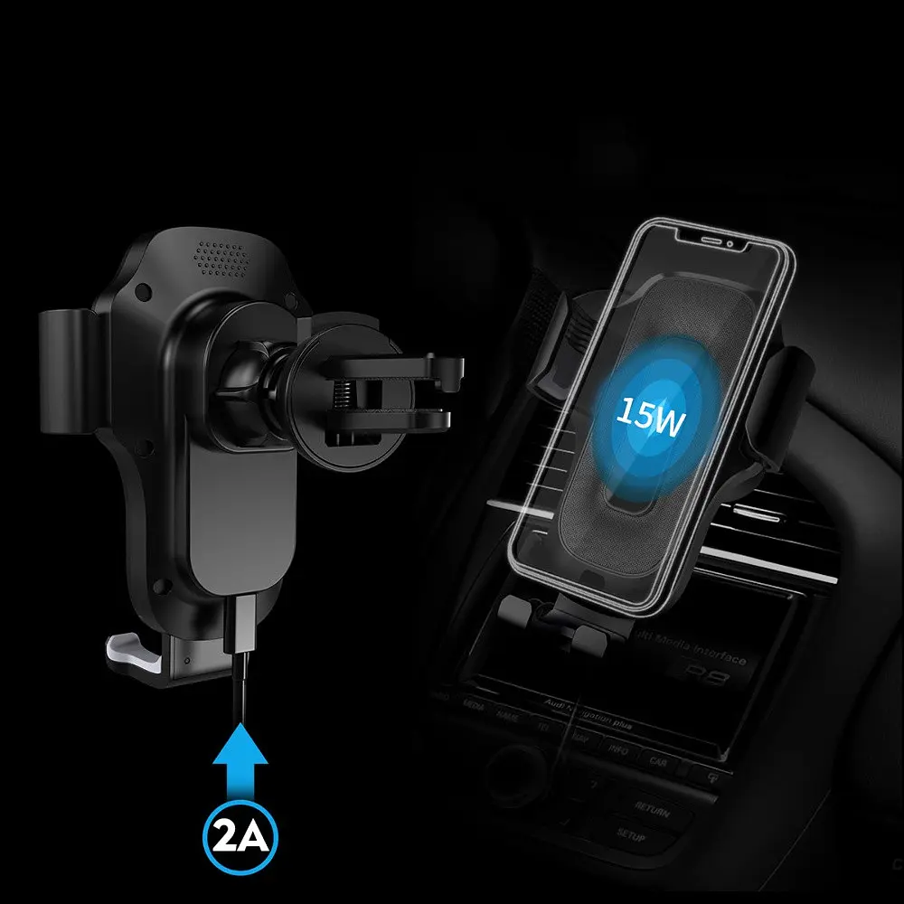 Автотримач X15 з бездротовою зарядкою 15W чорний - фото 5