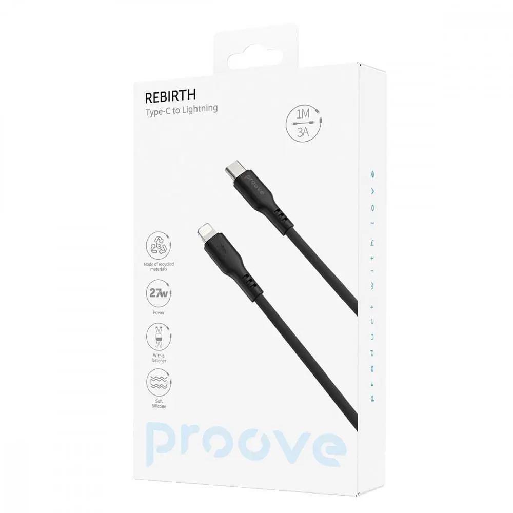 Кабель Proove Rebirth Type-C to Lightning 27W (1m) black (CCRE60002101) - фото 3