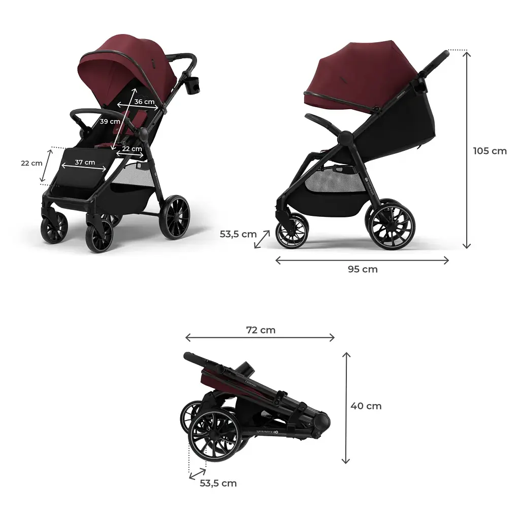 Прогулянкова коляска Kinderkraft Grande 2 Burgundy (KSGRAN02BRG0000) - фото 5