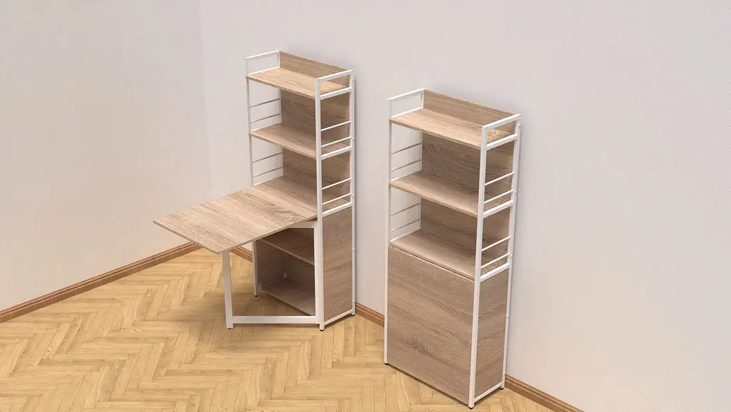 Стіл книжка з етажеркою Практик 2 Ferrum-decor 1555x640x990 Білий метал ДСП Дуб Сонома 16мм (FRD-104635) - фото 5