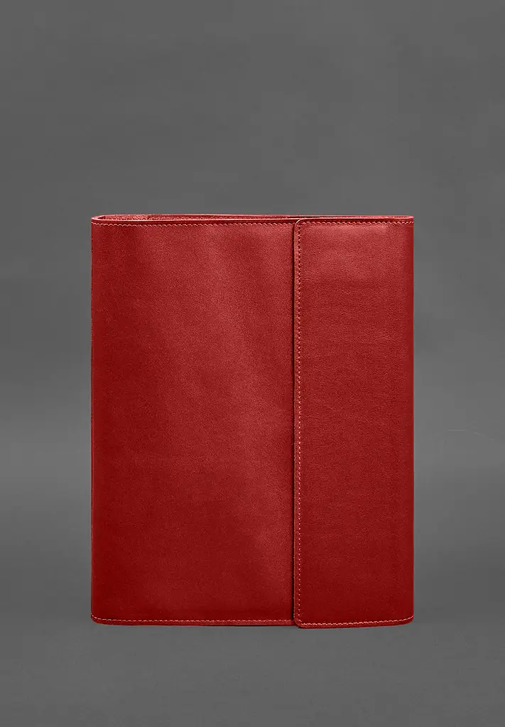 Кожаная папка для документов "Семейная" А4 на сегрегаторе с файлами красный - фото 2