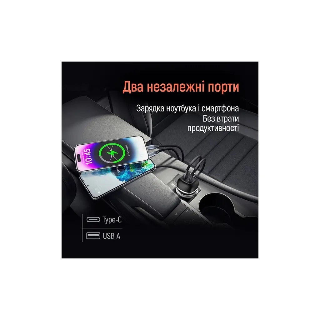 Зарядний пристрій ColorWay USB-C PD65W + USB QC3.0 car adapter (CW-CHA068PD-BK) - фото 9