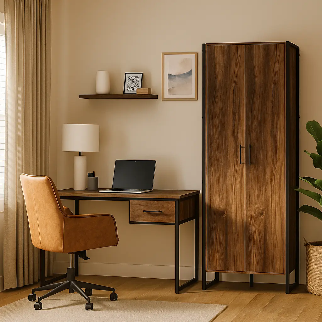 Шкаф лофт закрытый ОП-654 Orange-Line 860х400х1900 Черный/Дуб Барокко ристретто - фото 2