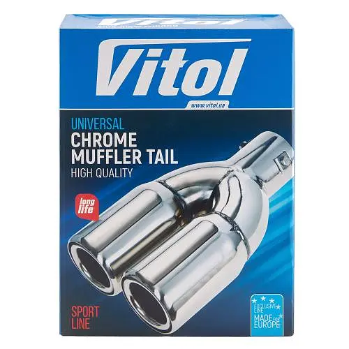 Насадка на подвійний глушник Vitol 241 x 2-89 x 64 мм Матовий Хром (NG-1167B X Pipe) - фото 4