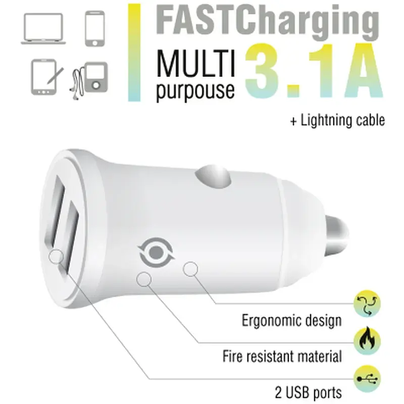 Зарядний пристрій Piko CC-312 (2USB3,1A) + Lightning cable (1283126538810) - фото 3