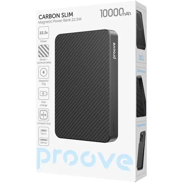 Зовнішній акумулятор Proove Carbon Slim 10000mAh 22.5W Black (PBCS22110001) [158559] - фото 6