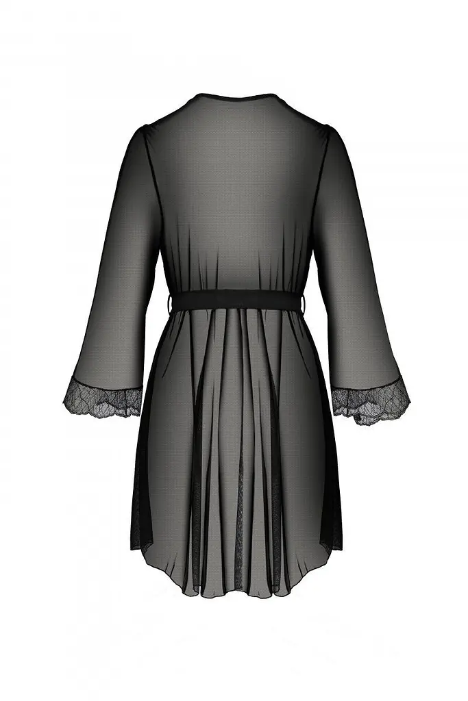 Пеньюар Passion AMBERLY PEIGNOIR black, L/XL, пояс у комплекті - фото 4