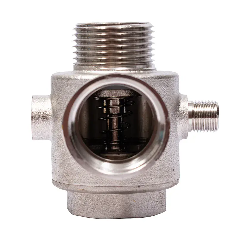 З"єднувач п'ятививідний +зворотний клапан 80мм M1"×F1"×F1"×M1/4"×F1/4" Silver 480г AQUATICA (779601) - фото 6
