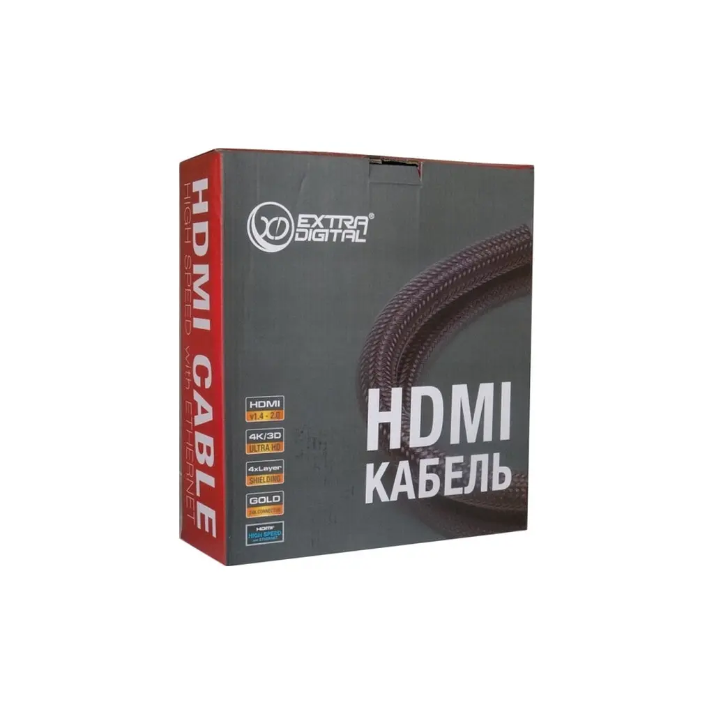 Кабель мультимедійний HDMI M to HDMI M 10.0m V2.0 4K Extradigital (KBH1881) - фото 4
