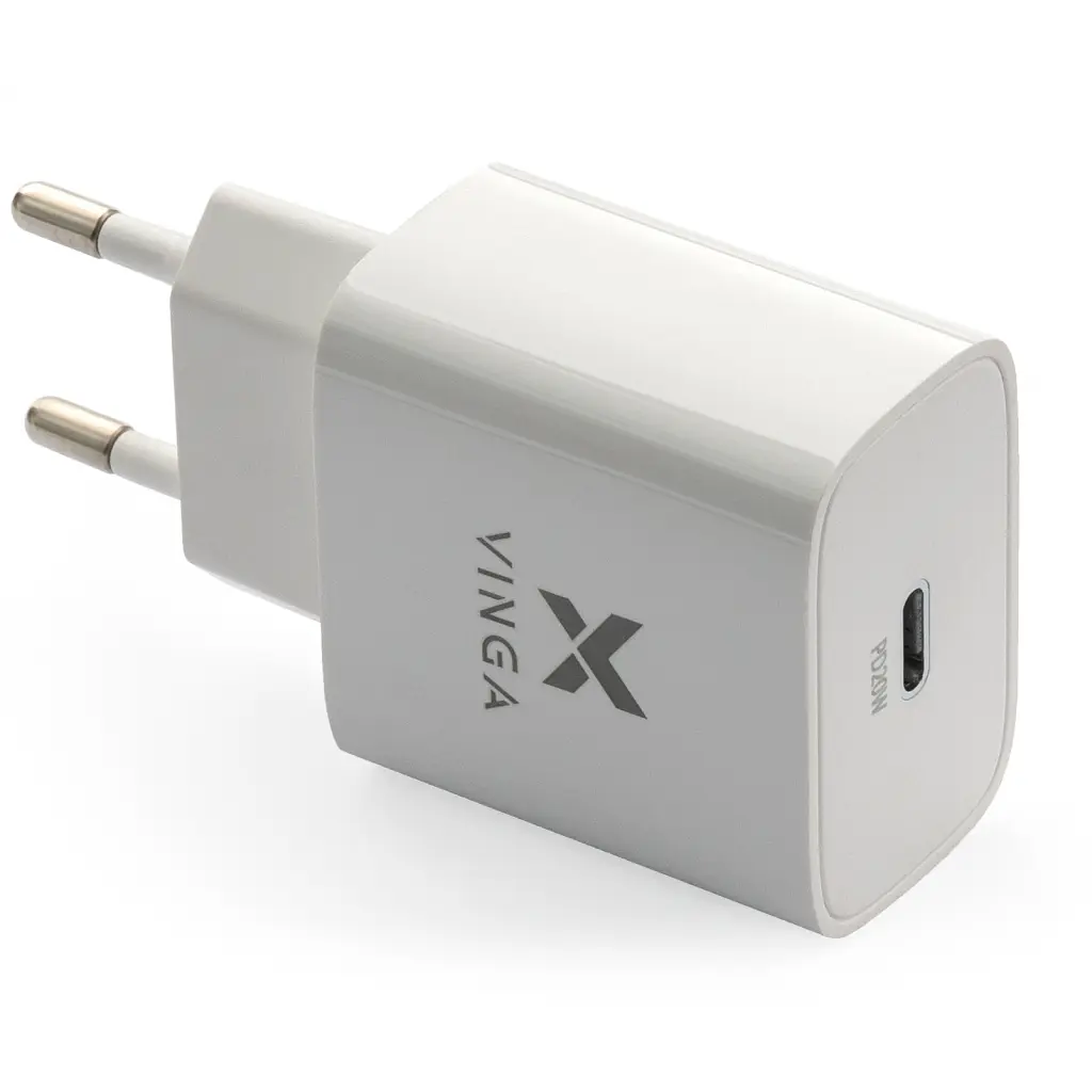 Зарядний пристрій Vinga PD USB-C 20 Вт, білий (VWCPDC)