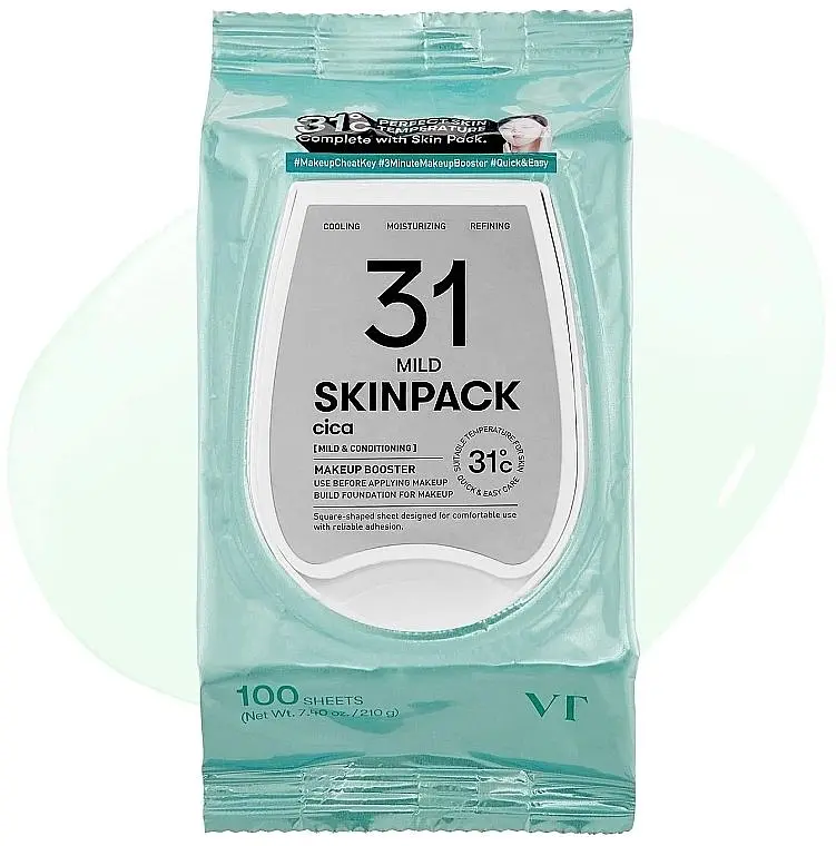 Заспокійливі маски-пади для обличчя з центелою VT Cosmetics Mild Skin Pack 100 шт