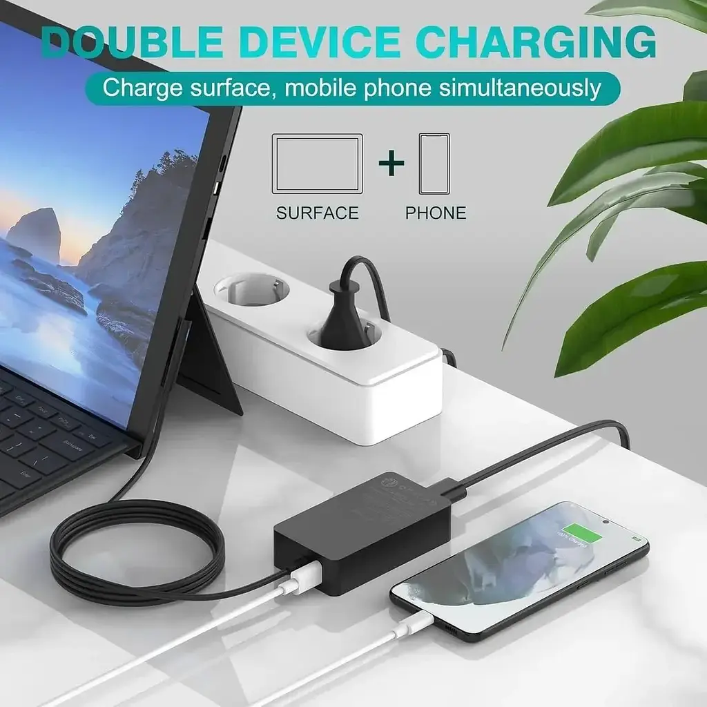 Зарядное устройство IFEART MDSF65 65Вт, 15В, 4А для Surface Pro, Surface Laptop, Surface Go, Surface Book с портом USB - фото 4