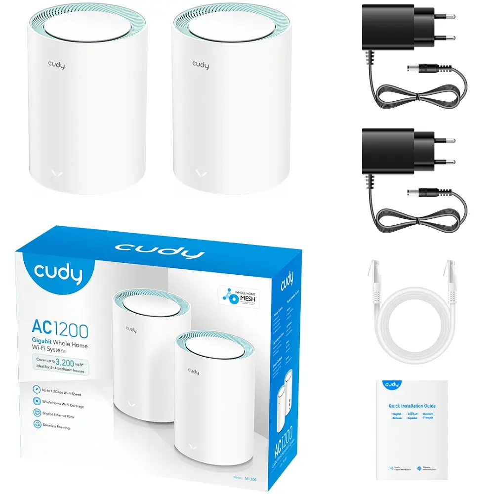 Система WiFi Cudy M1300(2-pack), AC1200 Wi-Fi Gigabit Mesh Solution - фото 7