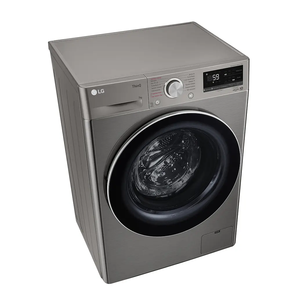 Пральна машина LG фронтальна, 7кг, 1200, A+++, 48см, дисплей, пара, інвертор, сріблястий (F2V5HS2PW) - фото 7