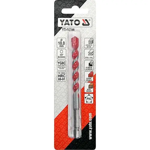 Сверло универсальное YATO YG6X, Ø=10мм, l=120/70мм, HEX-1/4 (YT-44786) - фото 3