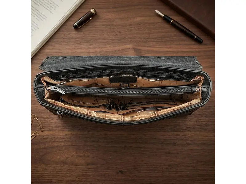 Чоловічий портфель із натуральної шкіри Italico 9276G-35 Чорний 35x27x8 см TONY PEROTTI sum0029070 - фото 5