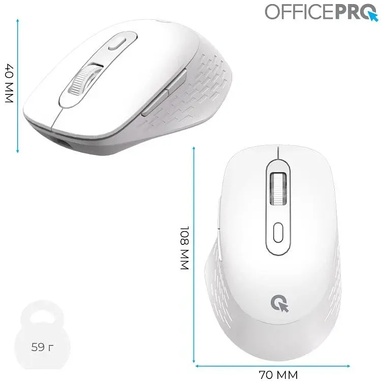 Bluetooth миша OfficePro M265W Wireless/Bluetooth White UA - фото 4