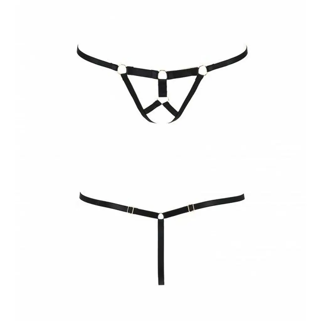 Трусики стрінги зі стреп Passion Exclusive ARMANDA THONG L/XL, black - фото 5