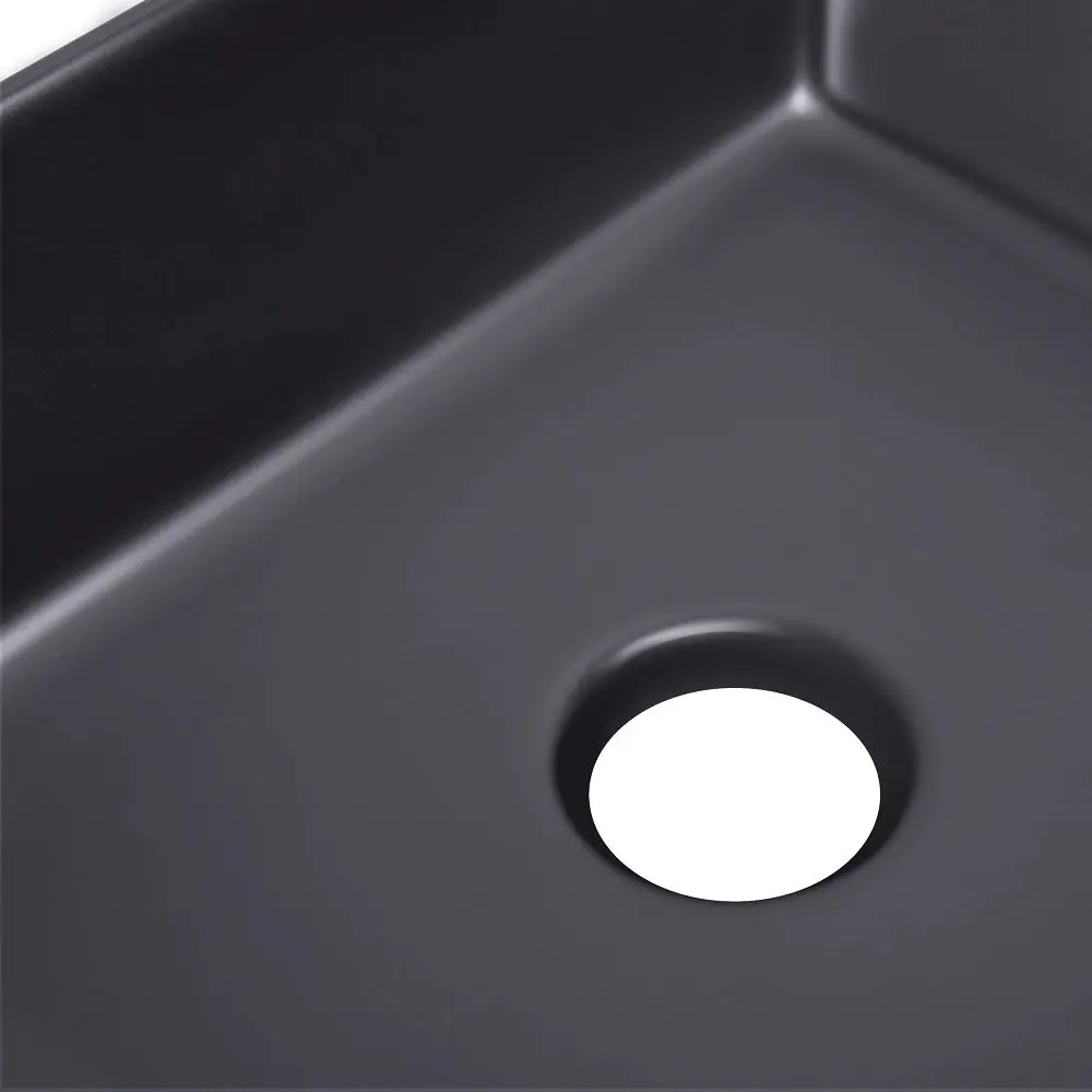 Умивальник Qtap Tern накладний прямокутний 475x370x140 мм Black matt + донний клапан PU03, Чорний матовий - фото 5
