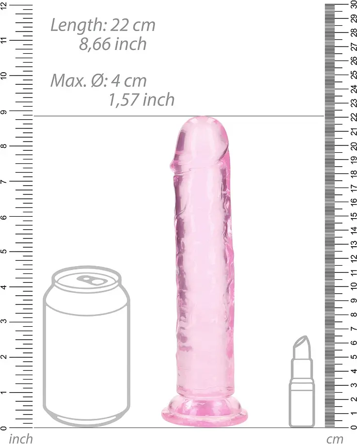 Фаллоимитатор RealRock Crystal Clear, 22 см (розовый) - фото 5