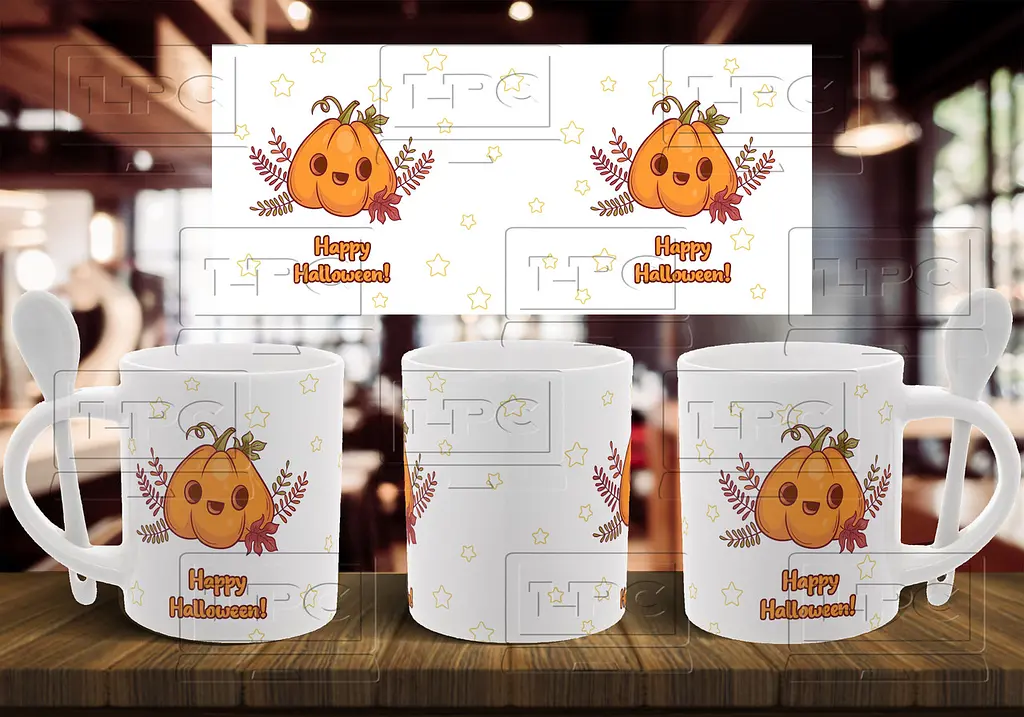 Чашка "Happy Halloween" 330 мл Біла з ложкою