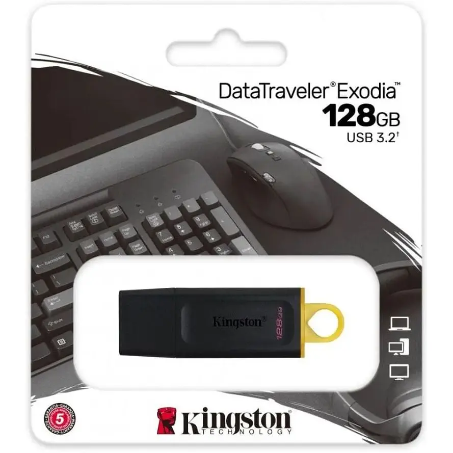 USB флеш-накопичувач Kingston DataTraveler Exodia 128GB USB-A 3.2 Gen 1 Black/Yellow (DTX/128GB) [54114] - фото 3