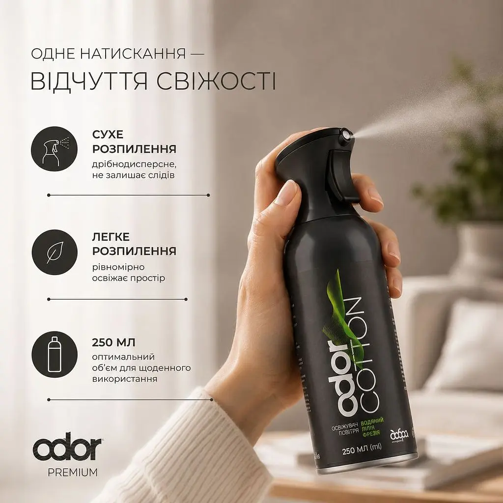 Парфумований освіжувач повітря Odor Premium Cotton 250 мл (4820086524476) - фото 4
