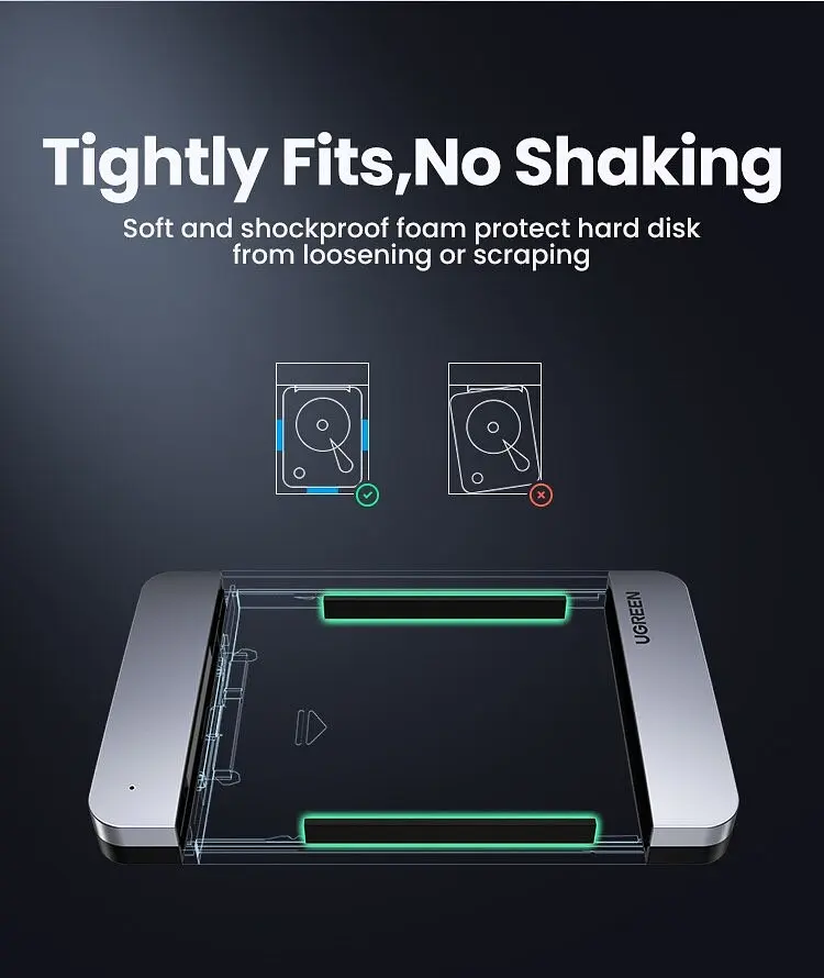 Зовнішня кишеня для накопичувача UGREEN CM300 2.5-Inch SATA External Hard Drive Enclosure(UGR-70499) (UGR-70499) - фото 4