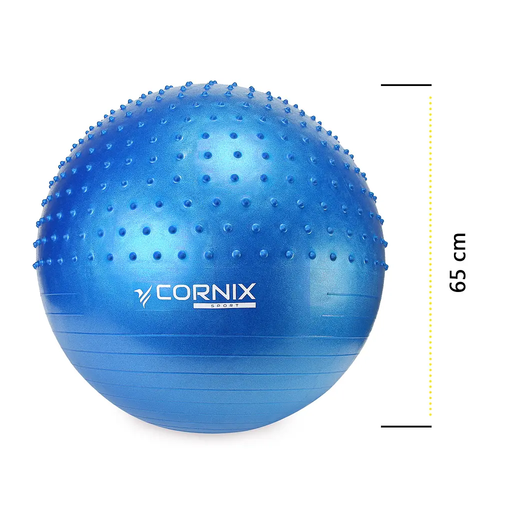 М'яч для фітнесу (фітбол) Cornix 65 см напівмасажний Anti-Burst Blue XR-0475 - фото 4