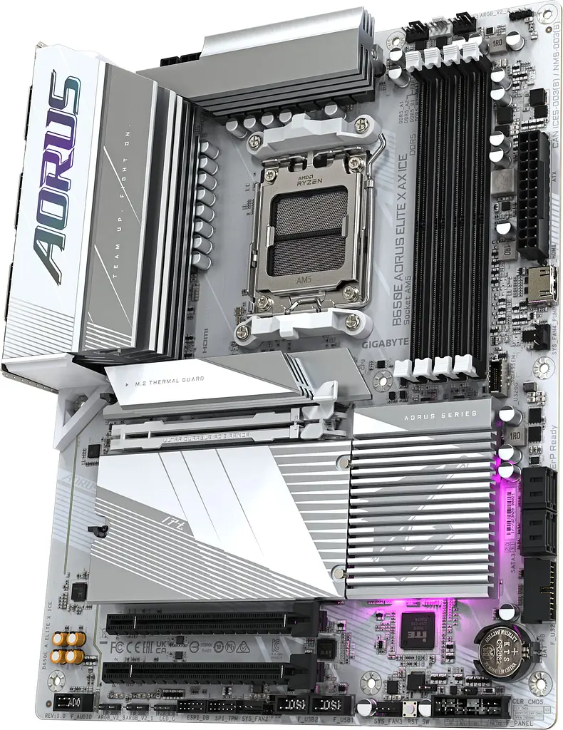 Материнская плата Gigabyte B650E A ELITE X ICE sAM5 B650 4xDDR5 M.2 HDMI DP Wi-Fi BT mATX - фото 4