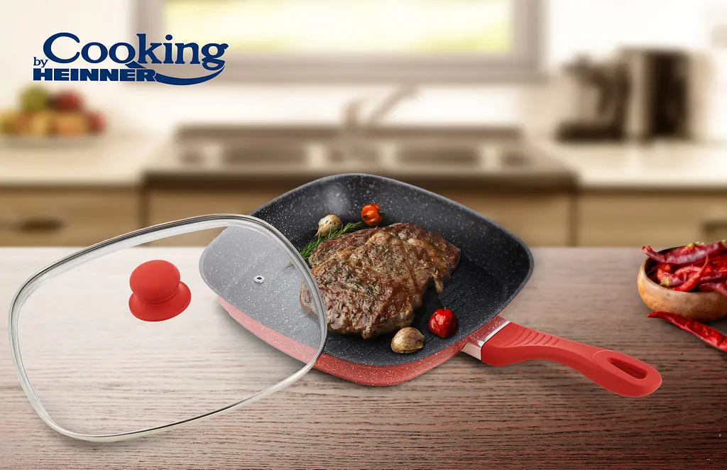 Сковорідка-гриль Heinner, зі скляною кришкою, 28х28 см (HR-BET-OR28) - фото 4