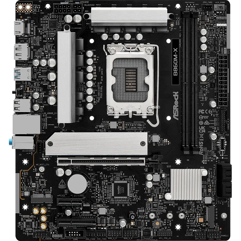 Материнская плата AsRock B860M-X (1851/B860, 2*DDR5, PCIex16, HDMI/DP, 4xSATA, 2xM.2, 2.5Glan, 7.1ch, mATX) (B860M-X) - фото 6