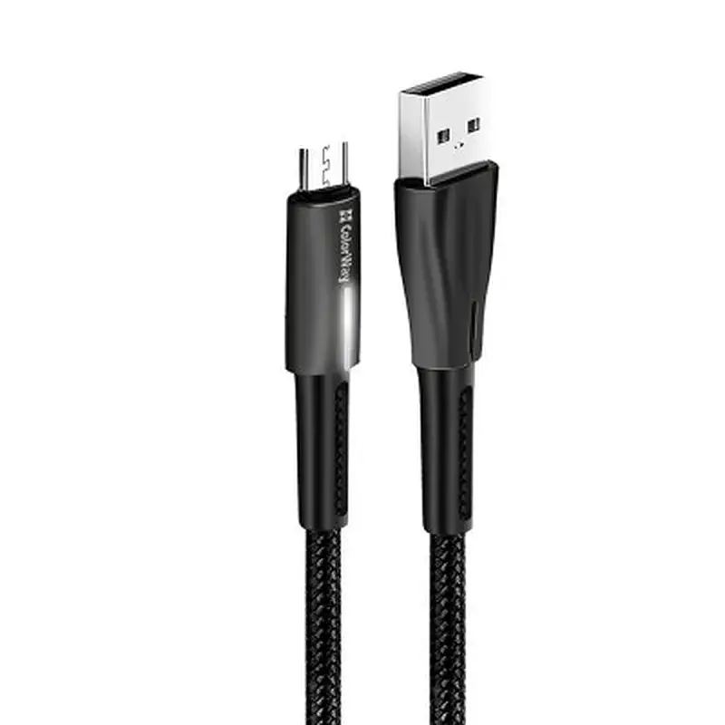 Дата кабель USB 2.0 AM to Micro 5P 1.0m zinc alloy + led black ColorWay (CW-CBUM035-BK) - фото 4