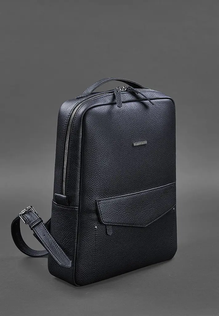 Шкіряний міський жіночий рюкзак на блискавці Cooper темно-синій флотар - фото 4