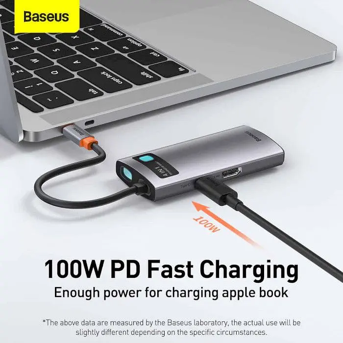 USB-хаб Baseus Metal Gleam Series 4-in-1 Multifunctional Type-C Hub Docking Station Gray (CAHUB-CY0G) [75254] - фото 6