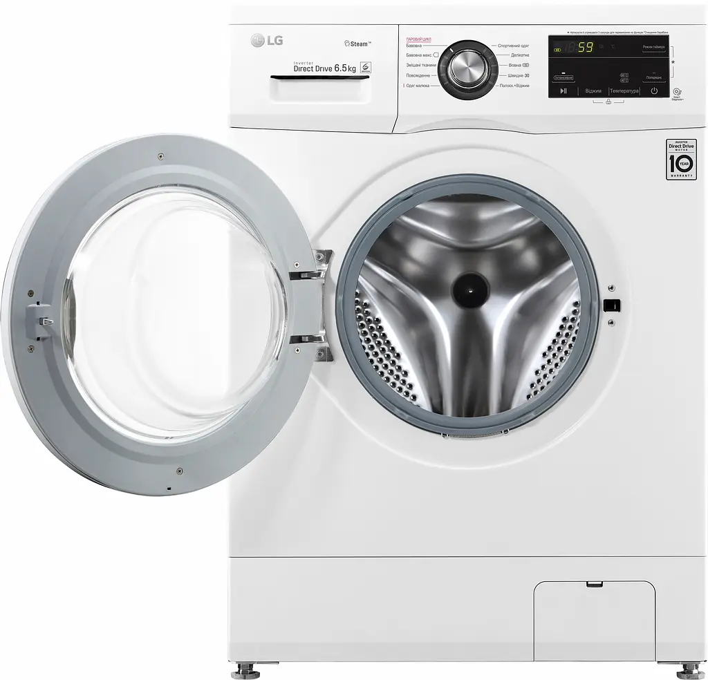 Пральна машина LG з фронтальним завантаженням F2J3WS2W, 6,5кг, 1200, A+++, Пар, глибина 44см, Дисплей, Інвертор, Білий (F2J3WS2W) - фото 4
