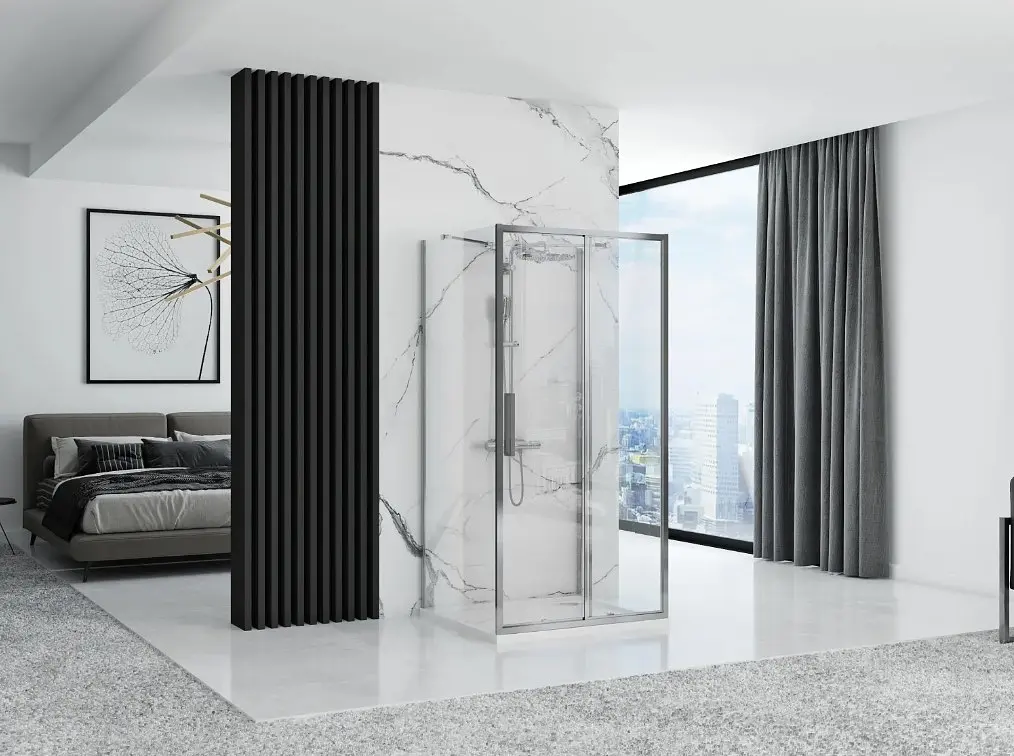 Душова кабіна Rea Rapid Slide 100x80 chrome пристінна REA-KPL-09100, Хром, Універсальна, прозорий, хром - фото 5