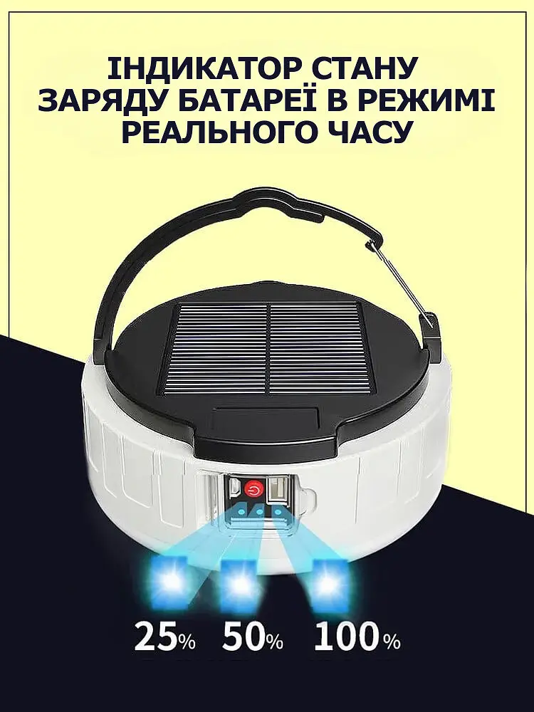 Кемпінгова лампа акумуляторна з пультом — Solar charging lamp HP-2009 - фото 3