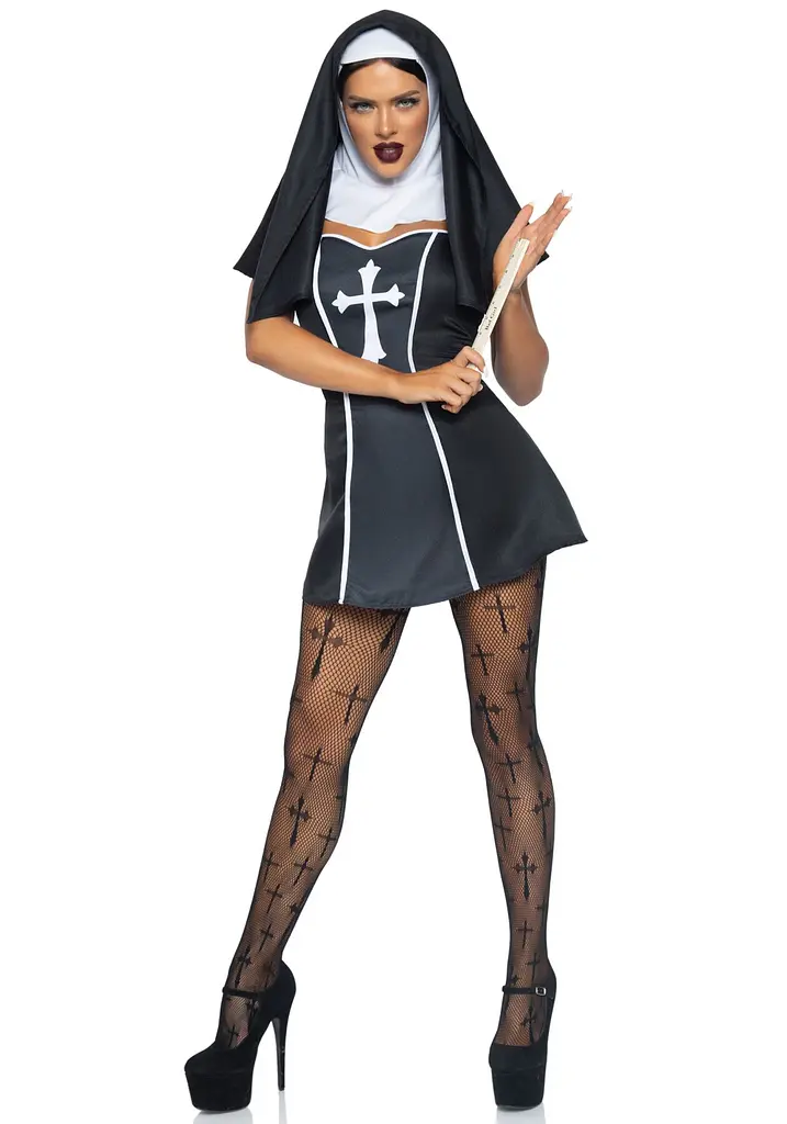 Костюм черниці Leg Avenue Naughty Nun L, сукня, головний убір - фото 3