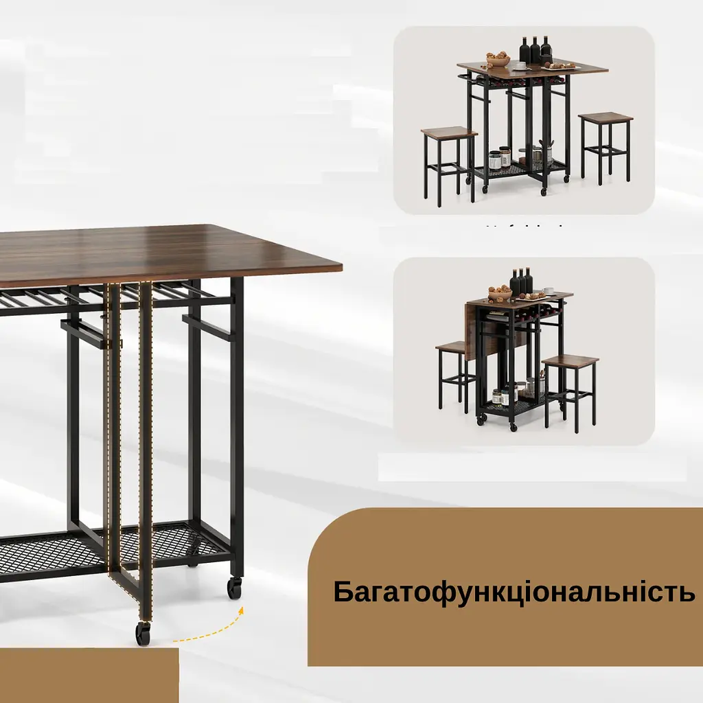 Комплект барний Costway Ravelli розкладний стіл з стільцями в стилі Loft - фото 9