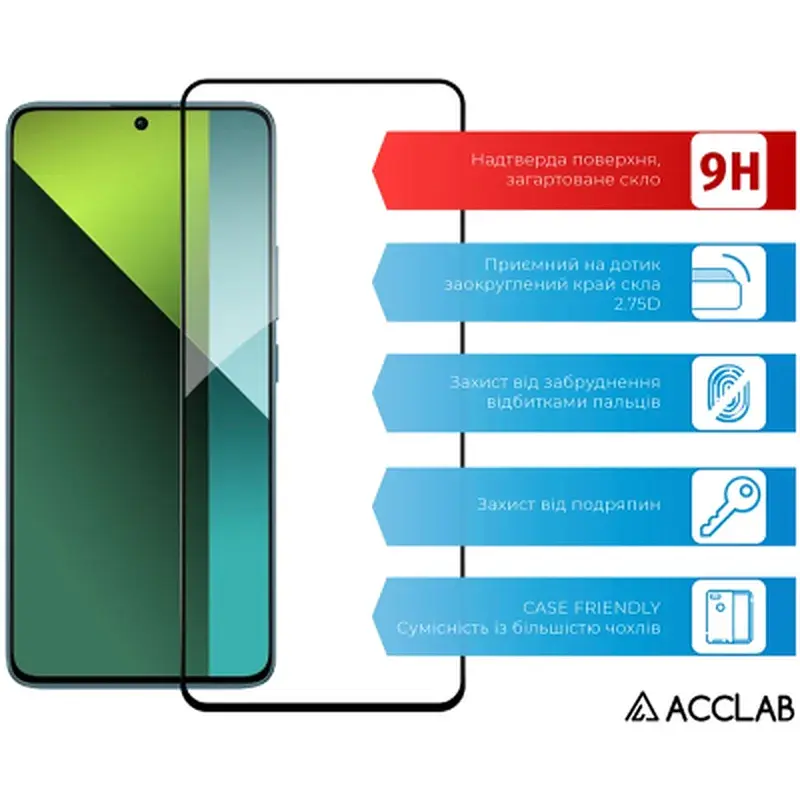 Скло захисне ACCLAB Full Glue Xiaomi Redmi Note 13 Pro 5G Black (1283126583803) - фото 3