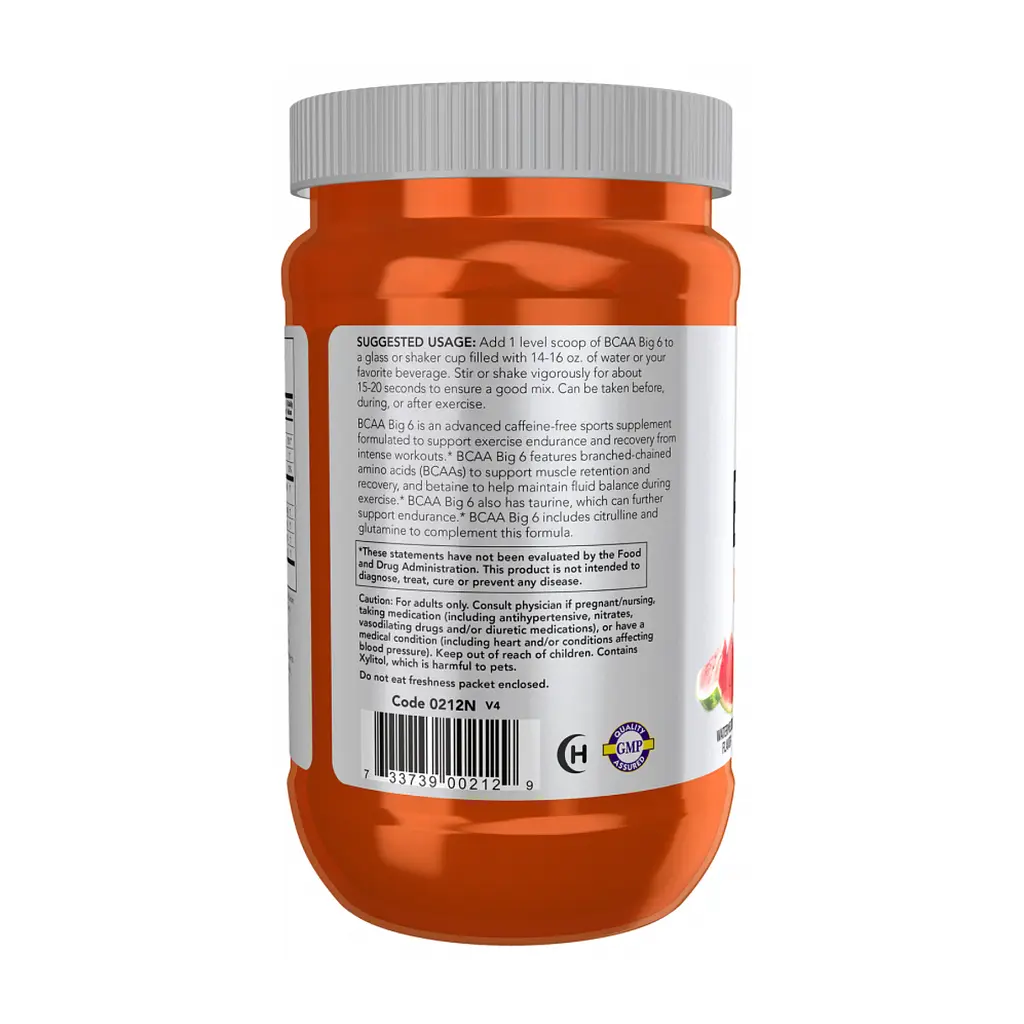 Амінокислоти Now Sports BCAA Big 6 Watermelon 600 г - фото 3